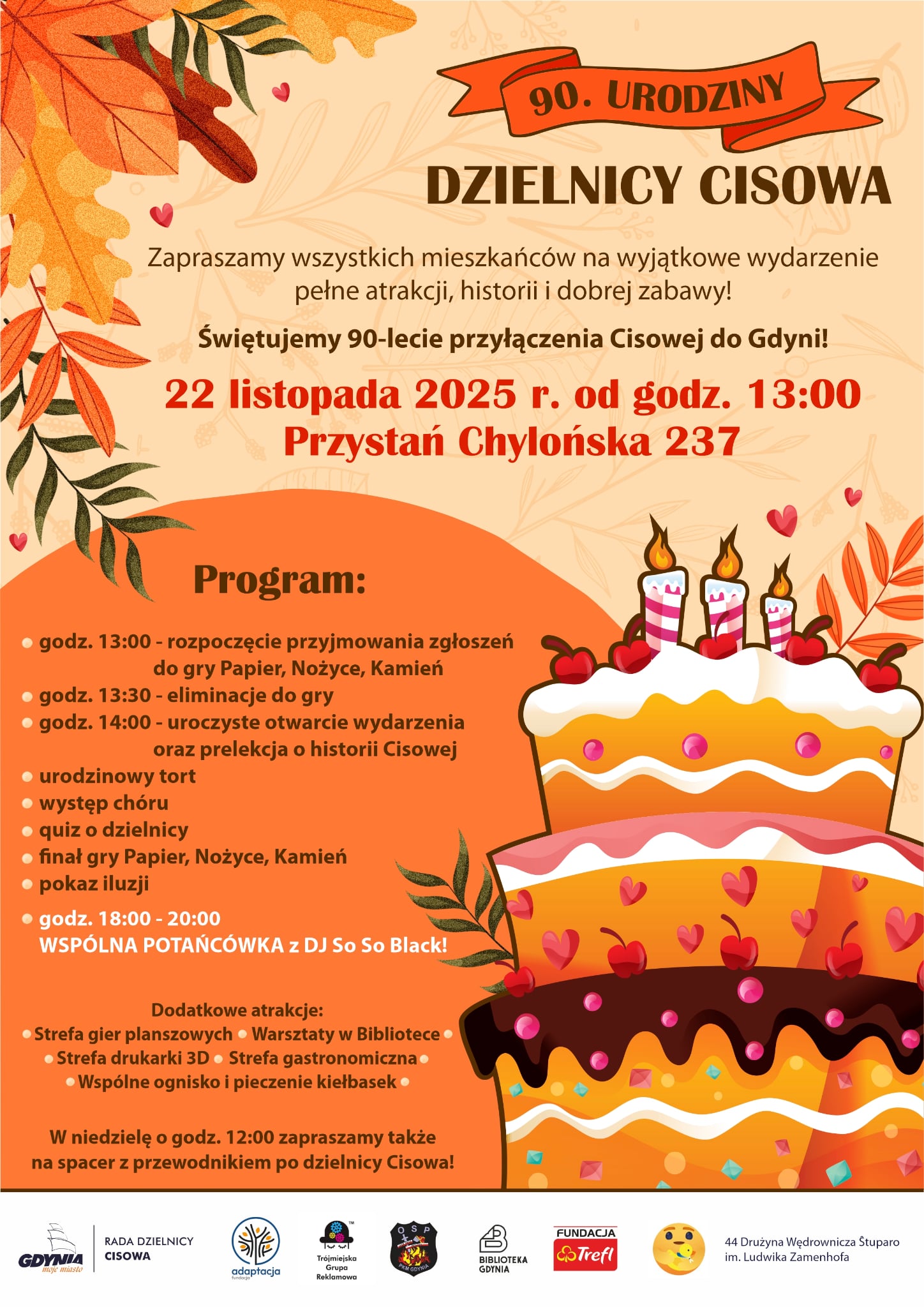 Zaproszenie na jubileusz 90-lecia dzielnicy Cisowa