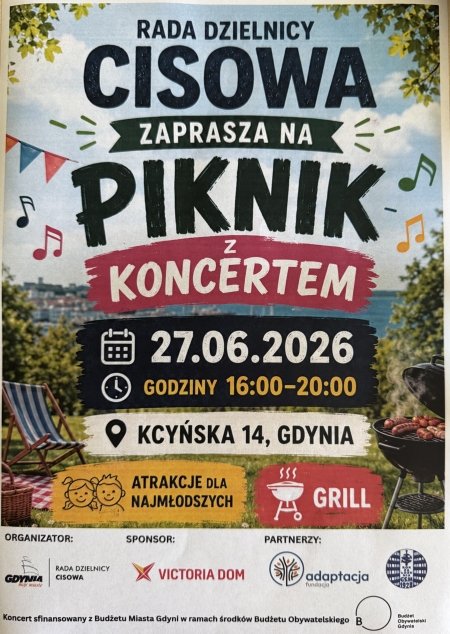 Rada Dzielnicy Cisowa zaprasza na piknik z koncertem